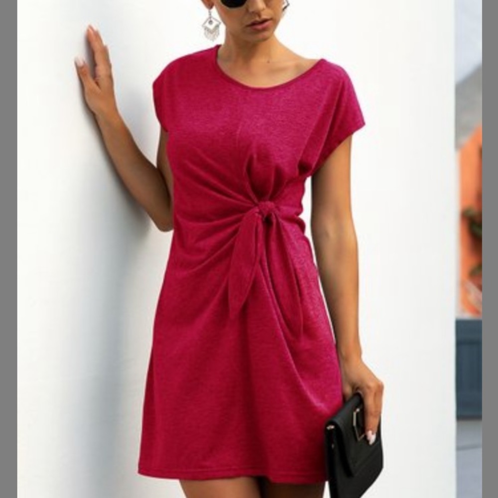 NWOT Never Worn Short red dress with functional tie side